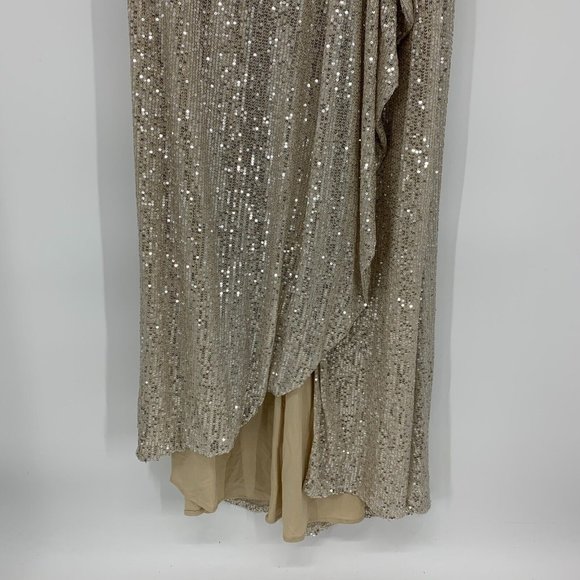 IEENA Mac Duggal Dress 26395 Long Sleeve Sequin Wrap V Neck Gown - Picture 9 of 16